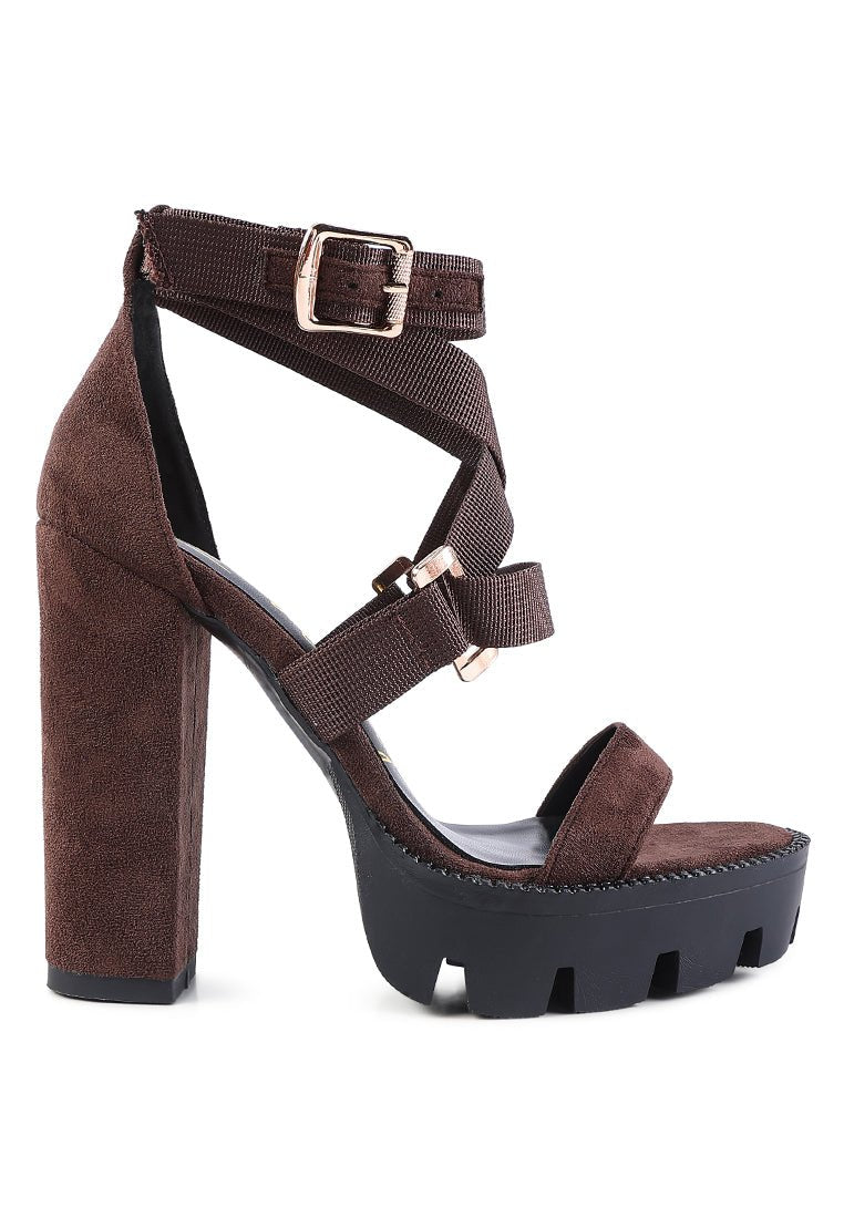 Fresh Daisy Harness Straps Block Heel Sandals - Yourstylesite