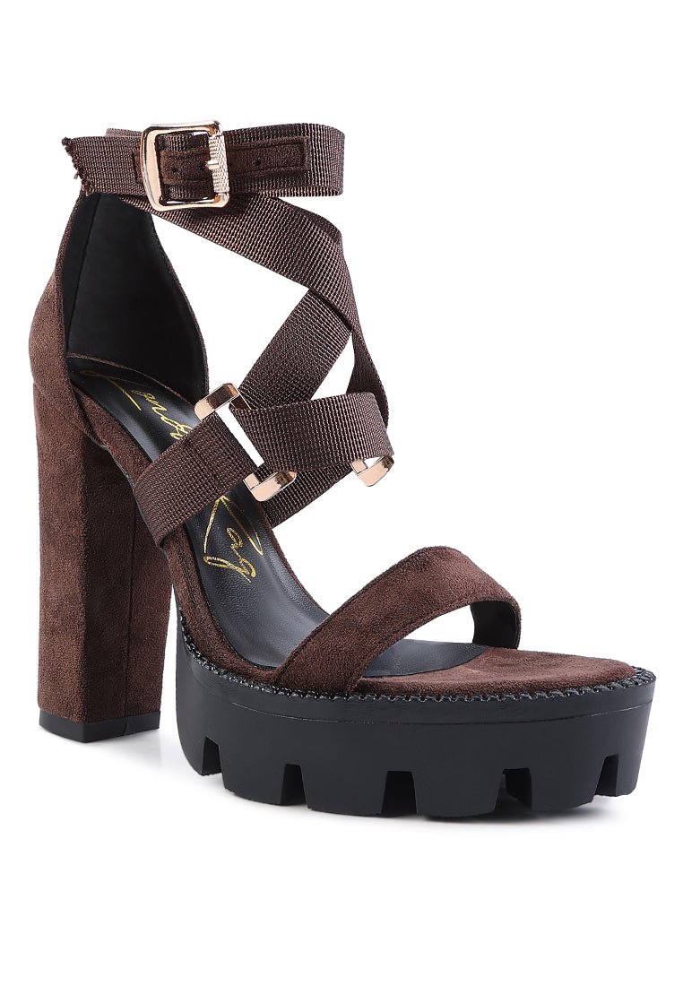 Fresh Daisy Harness Straps Block Heel Sandals - Yourstylesite
