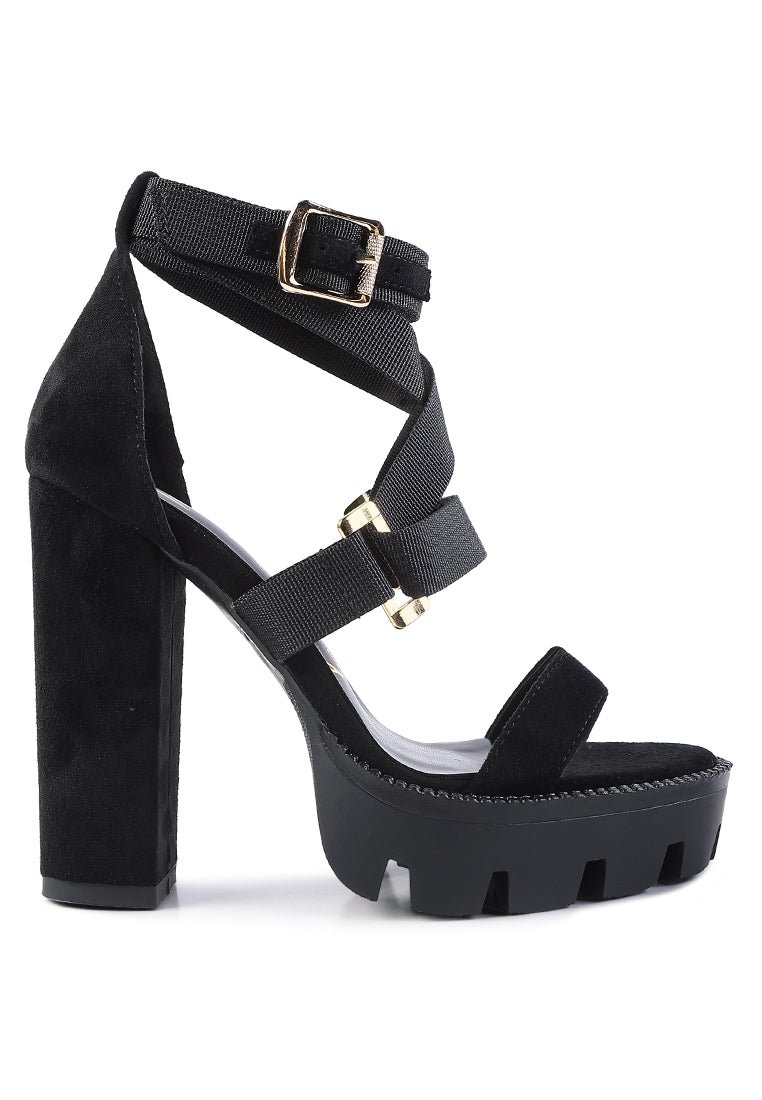 Fresh Daisy Harness Straps Block Heel Sandals - Yourstylesite