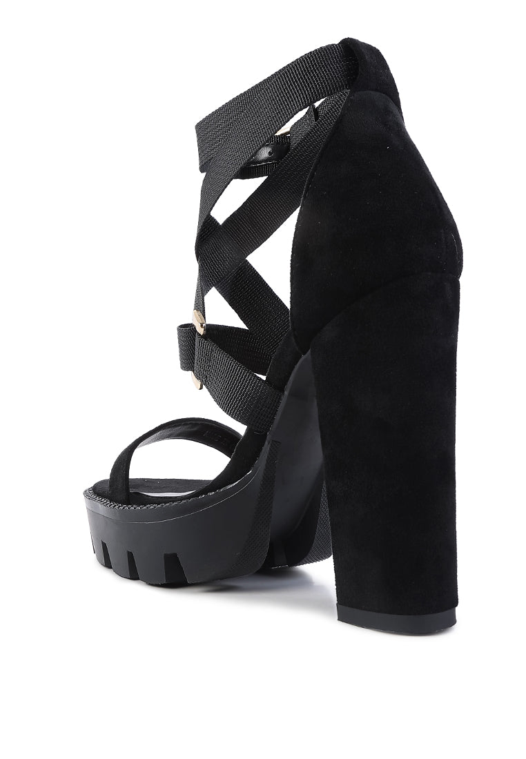 Fresh Daisy Harness Straps Block Heel Sandals - Yourstylesite