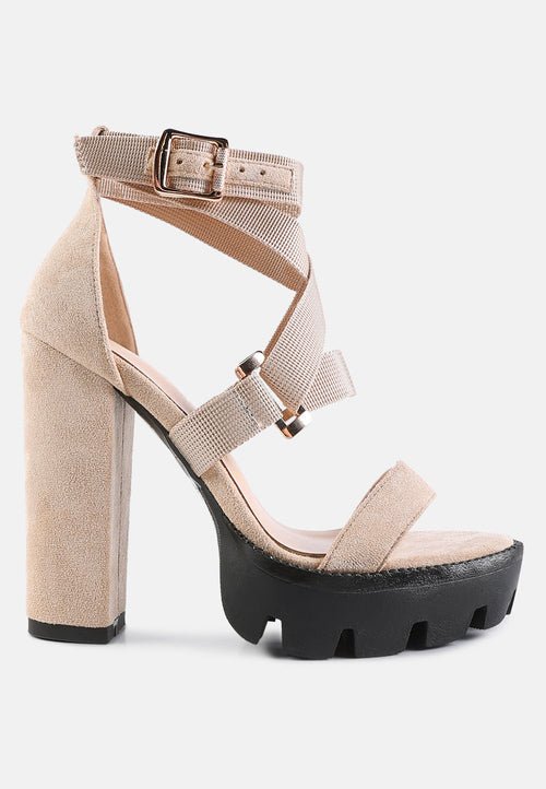 Fresh Daisy Harness Straps Block Heel Sandals - Yourstylesite