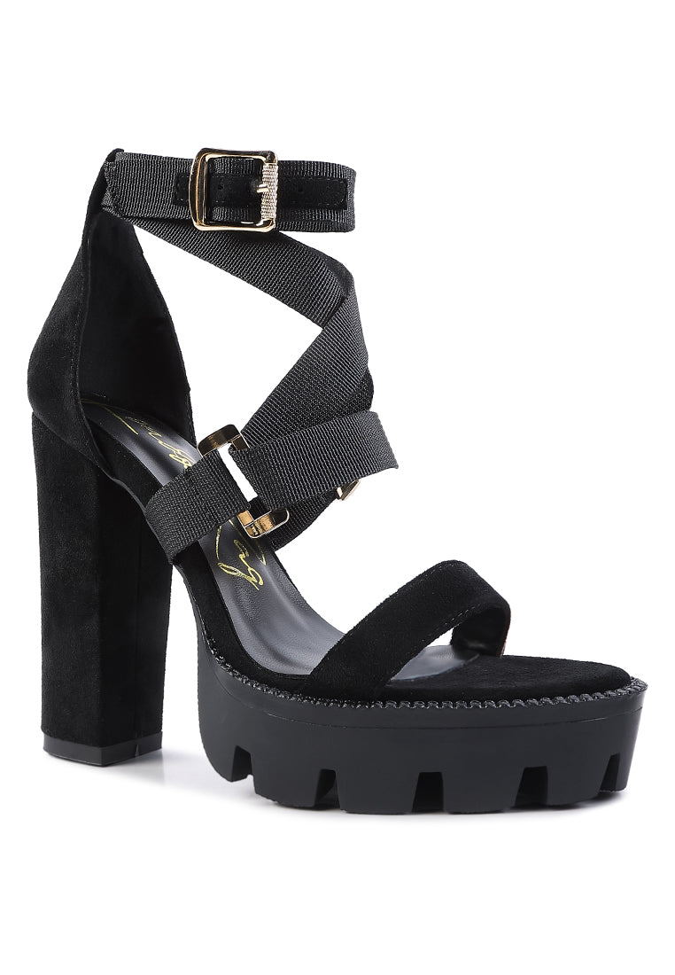 Fresh Daisy Harness Straps Block Heel Sandals - Yourstylesite