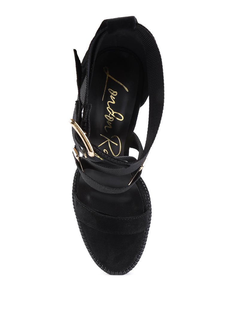 Fresh Daisy Harness Straps Block Heel Sandals - Yourstylesite