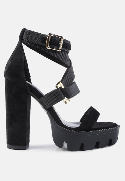 Fresh Daisy Harness Straps Block Heel Sandals - Yourstylesite