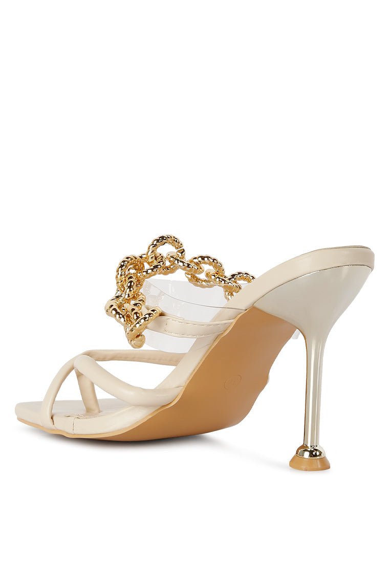 Glamorous Link Chain Embellished Heel Sandals by Social Bee - Yourstylesite