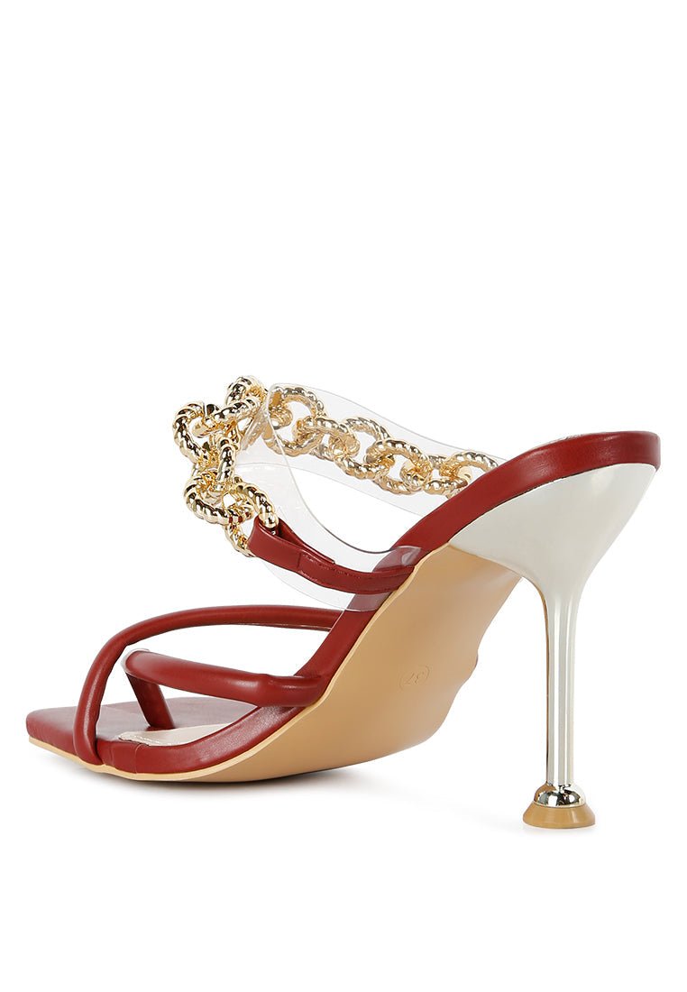 Glamorous Link Chain Embellished Heel Sandals by Social Bee - Yourstylesite
