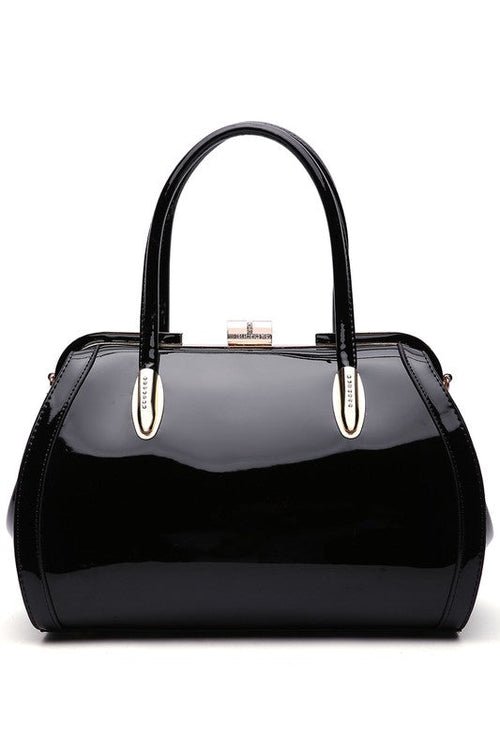 Glossy Patent Leather Satchel Handbag – Chic & Versatile Style - Yourstylesite