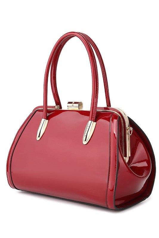 Glossy Patent Leather Satchel Handbag – Chic & Versatile Style - Yourstylesite