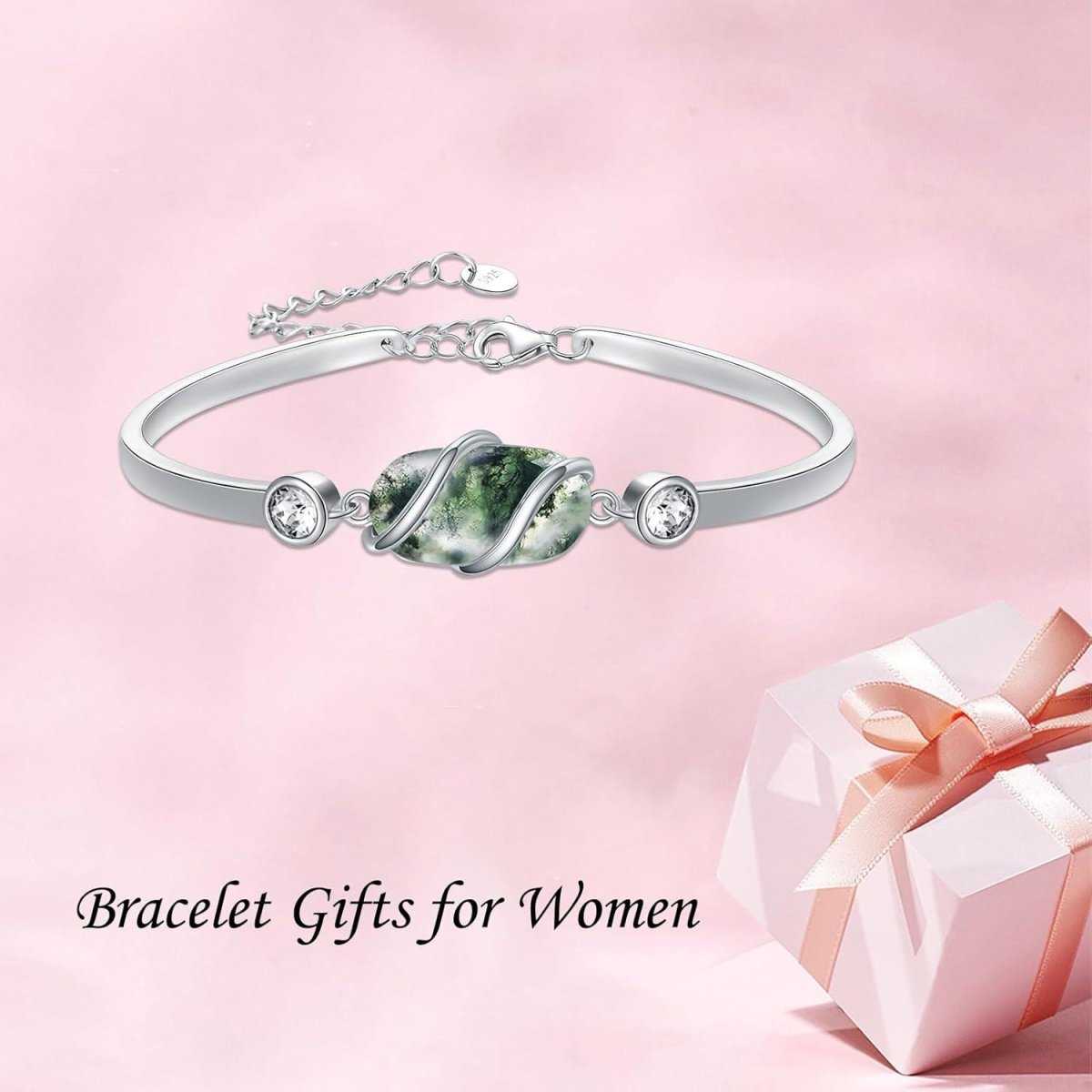 Green Malachite & Sterling Silver Bangle for Elegant Women - Yourstylesite