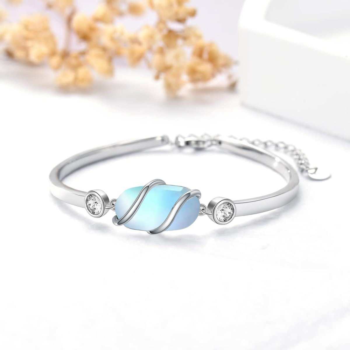 Green Malachite & Sterling Silver Bangle for Elegant Women - Yourstylesite