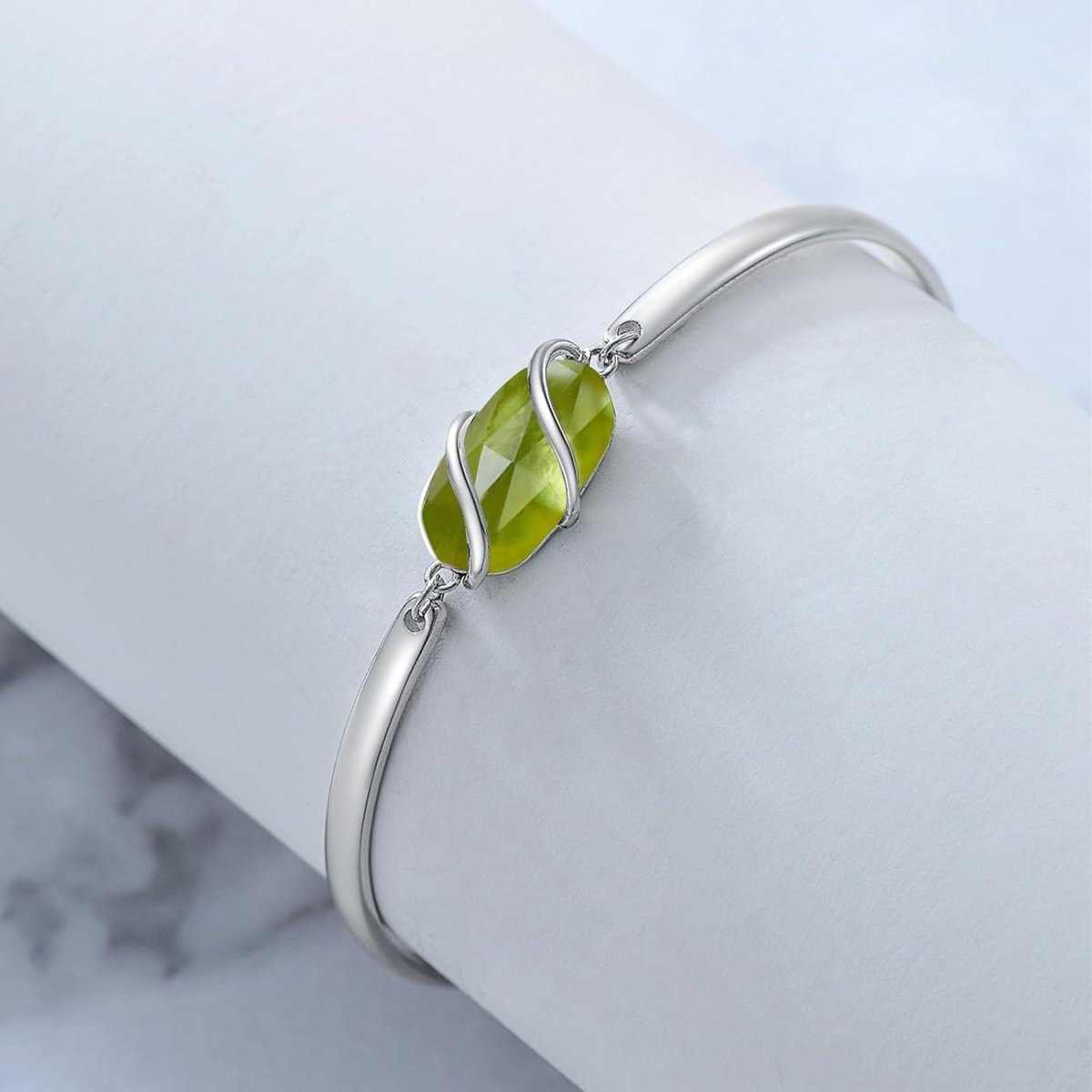 Green Malachite & Sterling Silver Bangle for Elegant Women - Yourstylesite