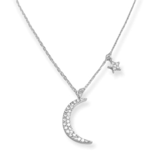 Lunar Glow - Moon & Star Pendant Necklace - Yourstylesite