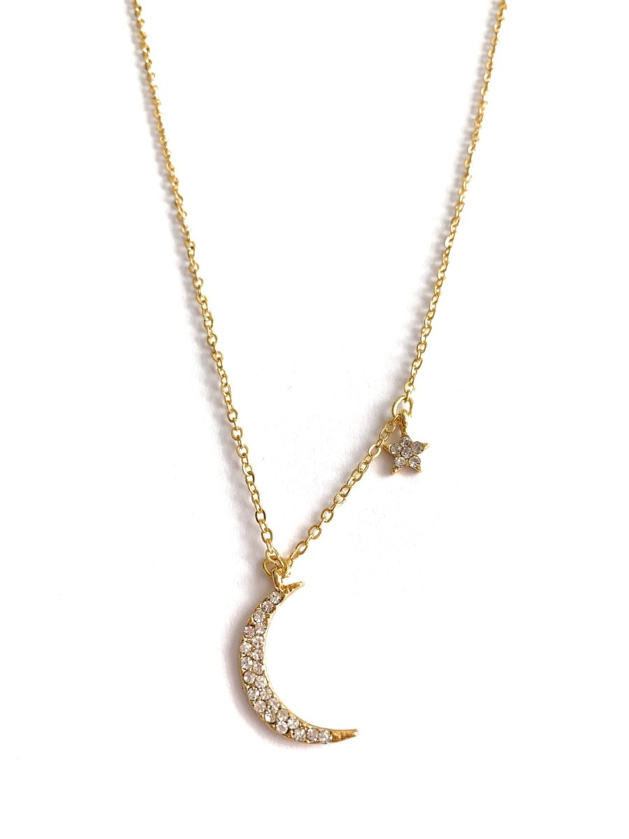 Lunar Glow - Moon & Star Pendant Necklace - Yourstylesite