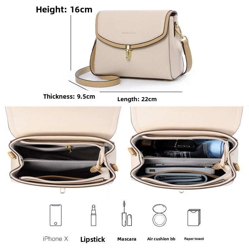 Black minimalist vegan leather shoulder bag worn crossbody on model, styled with neutral outfit
