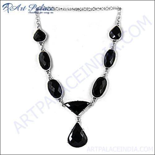 Radiant Black Onyx Silver Necklace - Yourstylesite