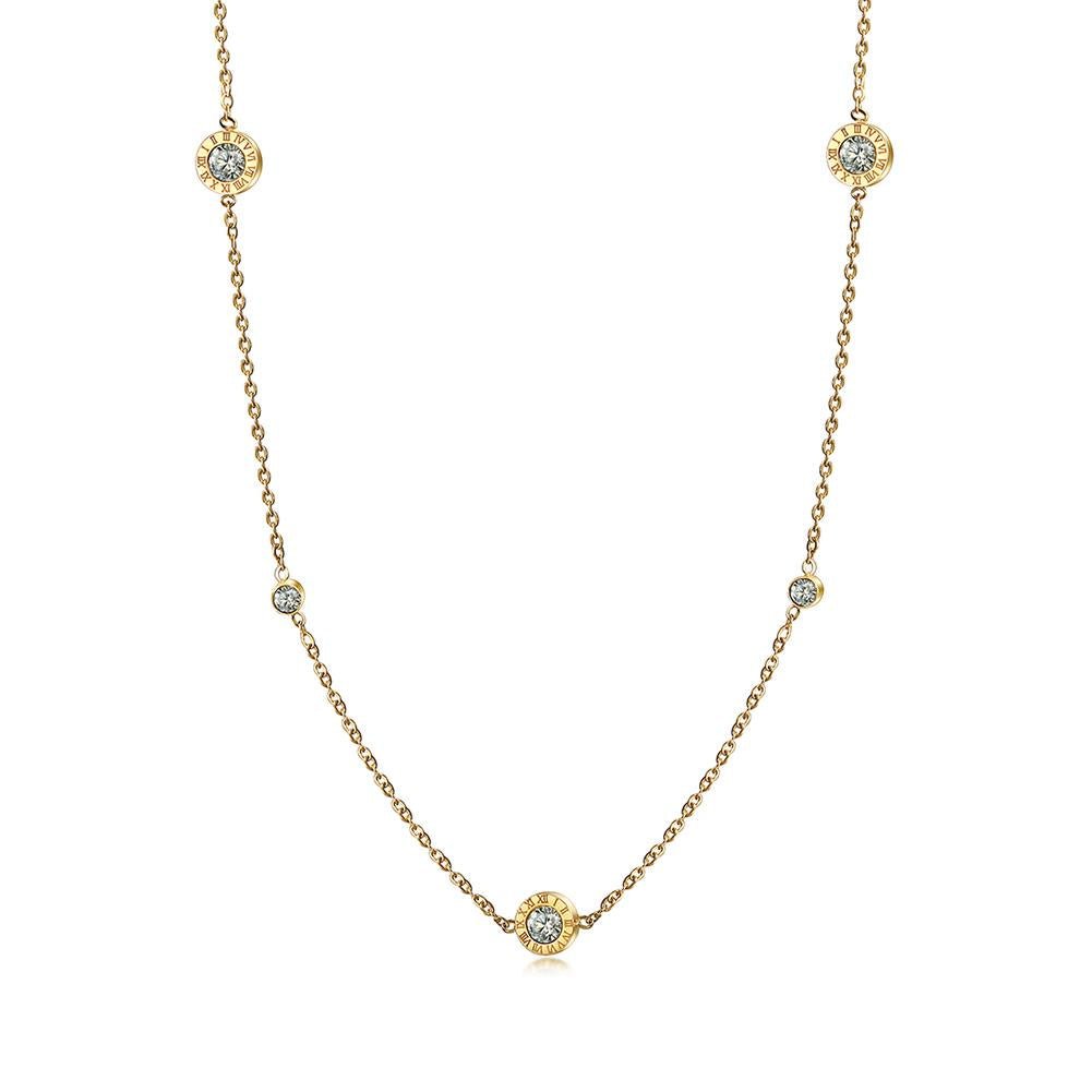 Radiant Roman Numeral CZ Station Necklace - Yourstylesite