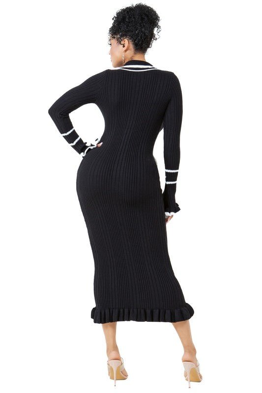 SereniStyle Long Knit Dress - Yourstylesite