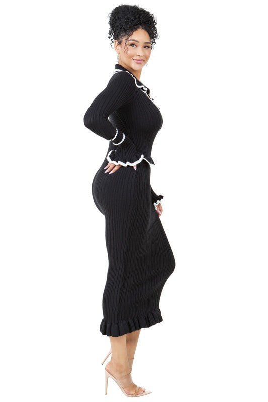 SereniStyle Long Knit Dress - Yourstylesite