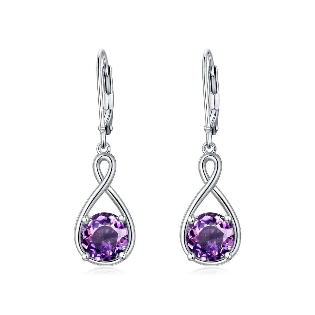 Elegant 925 sterling silver zircon infinity drop earrings