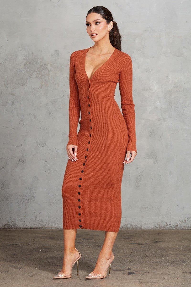 Sleek & Chic Ribbed Midi Dress - Yourstylesite