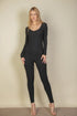 SleekFit Ribbed Long Sleeve Scoop Neck Jumpsuit - Yourstylesite