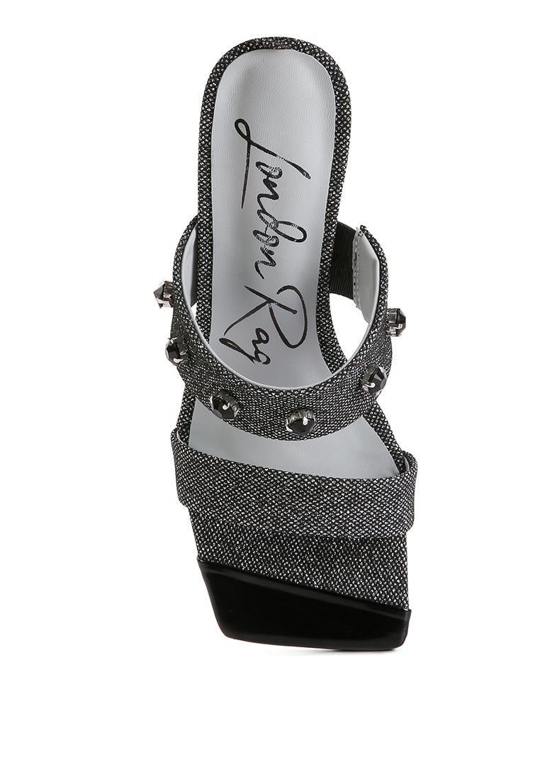 Sparkling Glam - EDM Queen Diamante Glitter Sandals - Yourstylesite