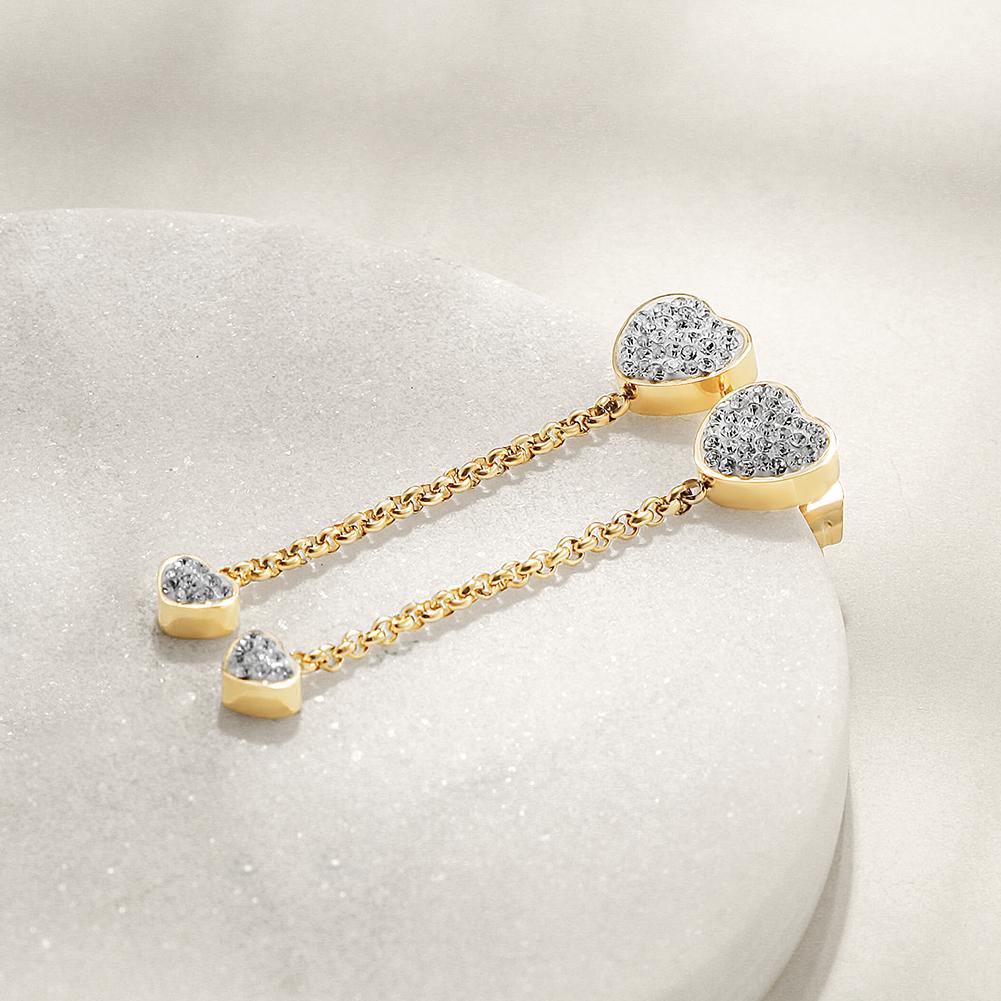 Sparkling Heart Dangle Earrings – Chic Drop Style - Yourstylesite