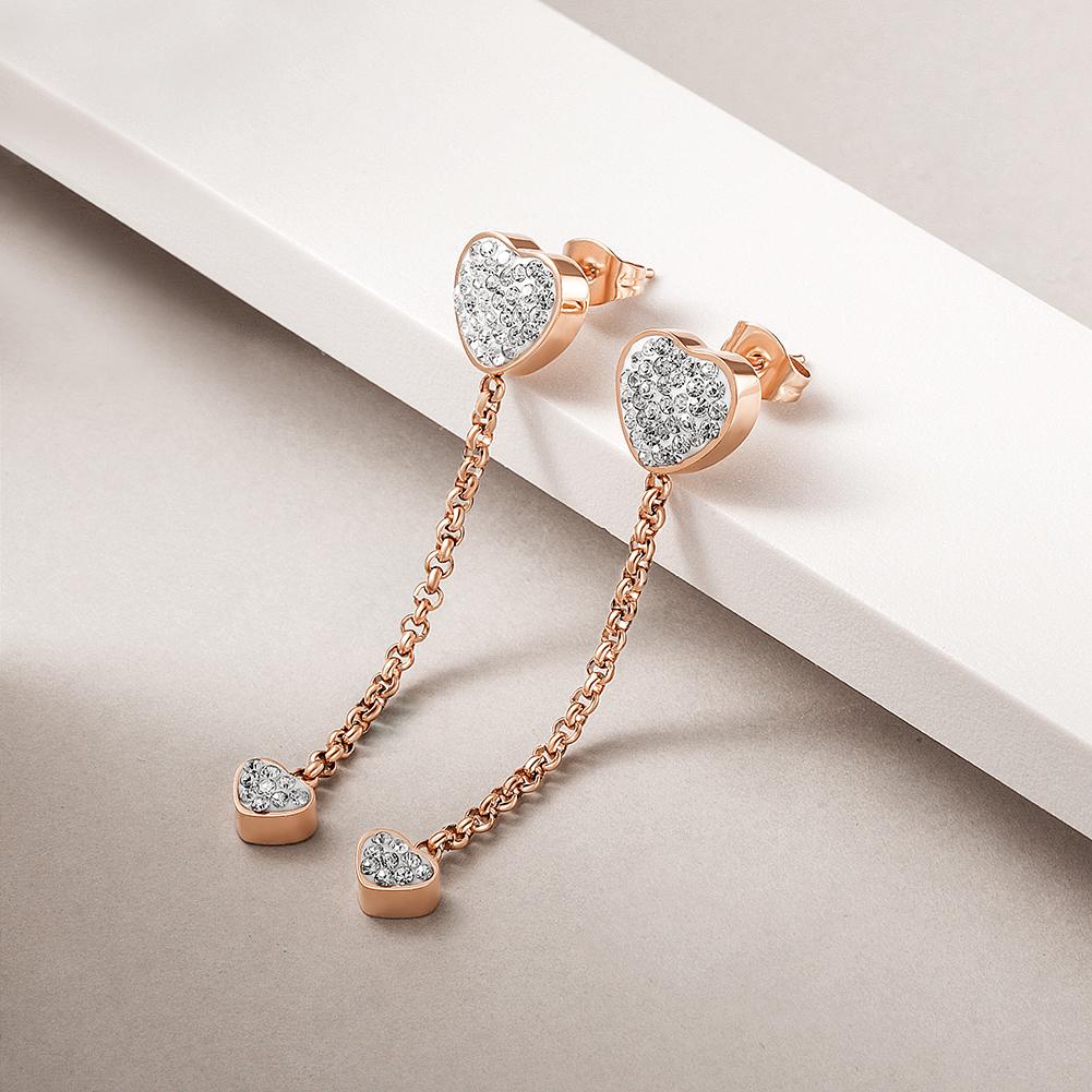 Sparkling Heart Dangle Earrings – Chic Drop Style - Yourstylesite