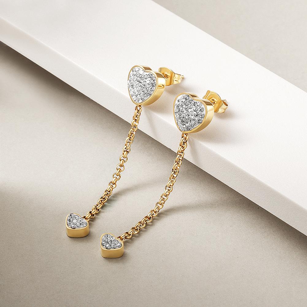 Sparkling Heart Dangle Earrings – Chic Drop Style - Yourstylesite