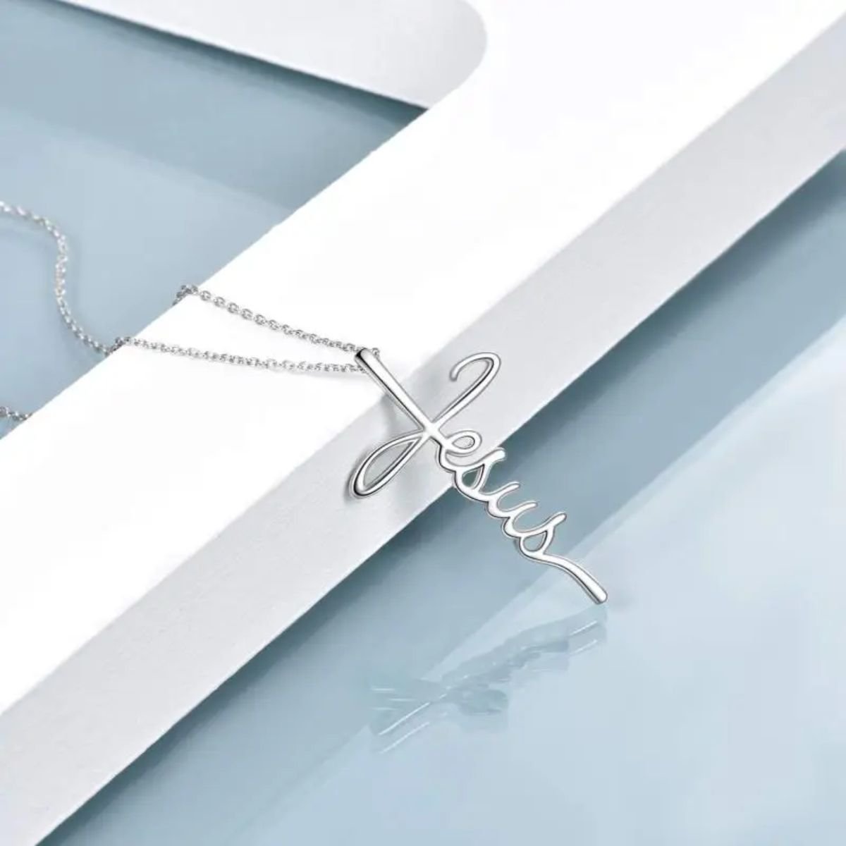 Sterling Silver Jesus Script Cross Necklace – Faith Jewelry - Yourstylesite