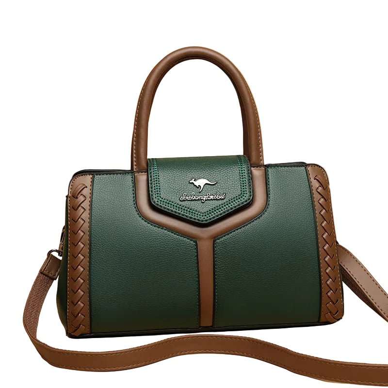 Large-capacity crossbody handbag for women on model, demonstrates size and adjustable strap length
