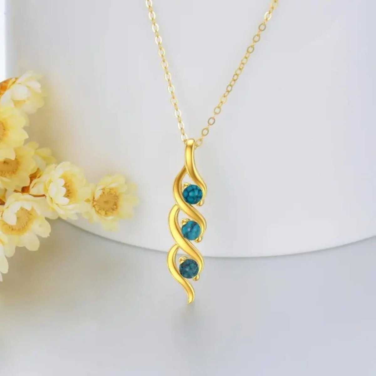 Adjustable 14K gold turquoise infinity pendant necklace, tarnish-resistant jewelry for women
