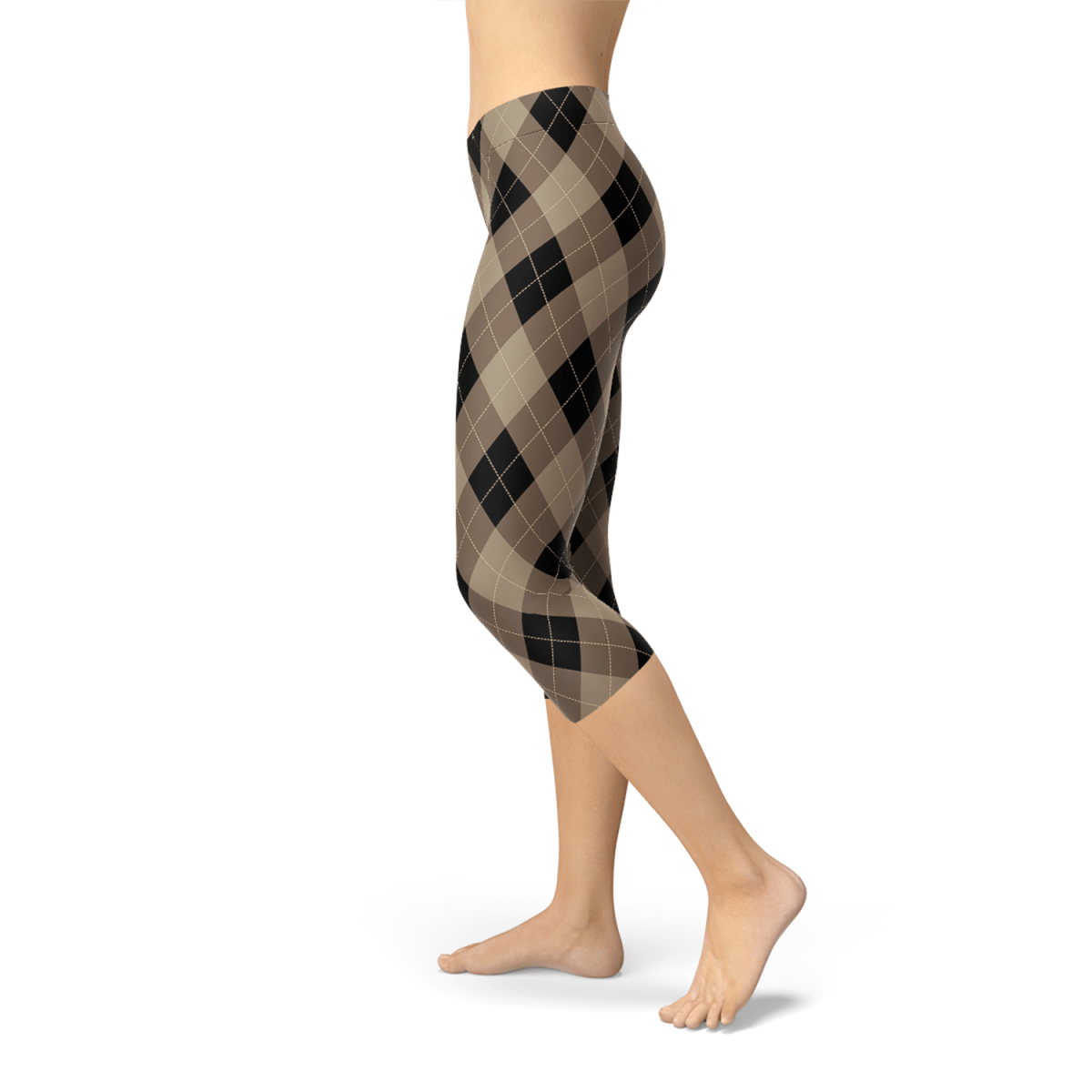 Timeless Argyle Capri Leggings – Beige & Brown - Yourstylesite