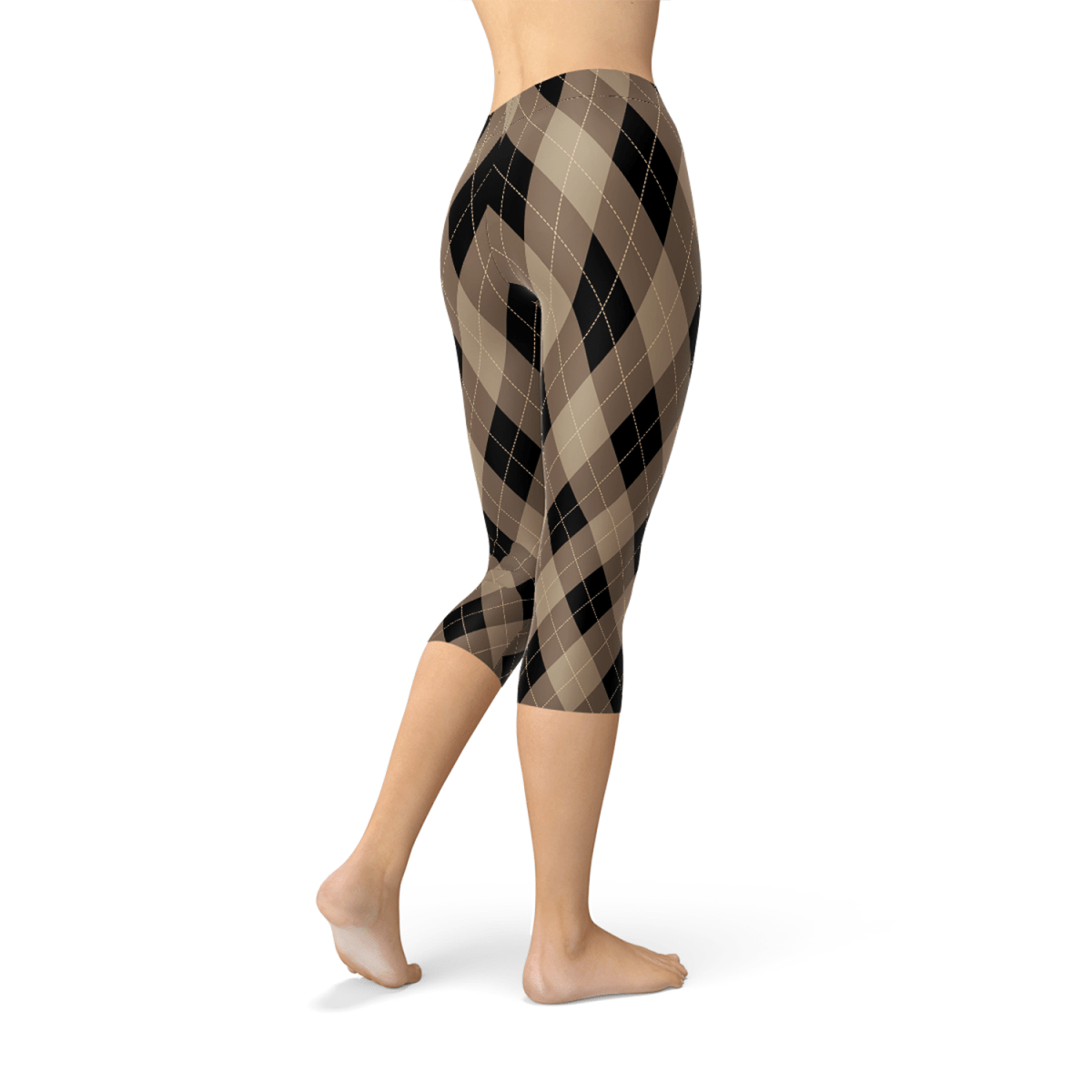 Timeless Argyle Capri Leggings – Beige & Brown - Yourstylesite
