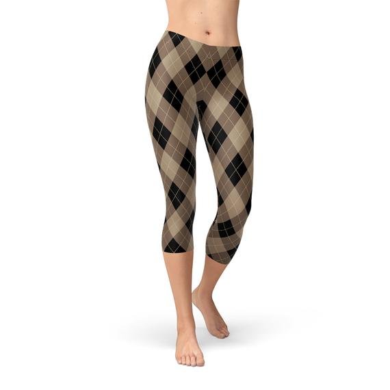 Timeless Argyle Capri Leggings – Beige & Brown - Yourstylesite
