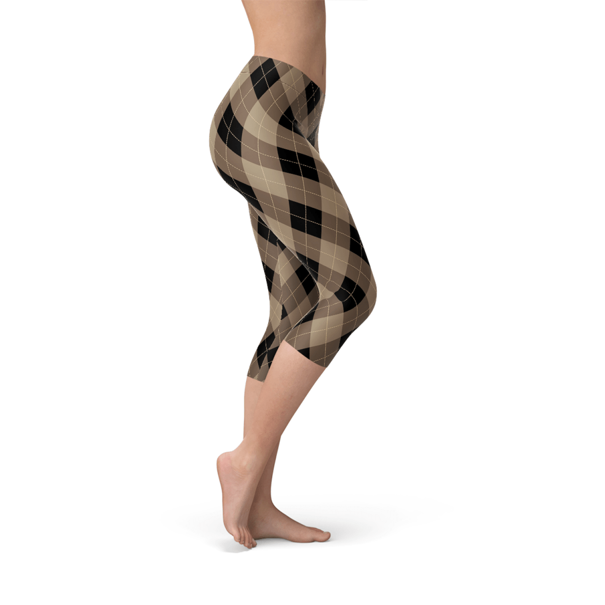 Timeless Argyle Capri Leggings – Beige & Brown - Yourstylesite