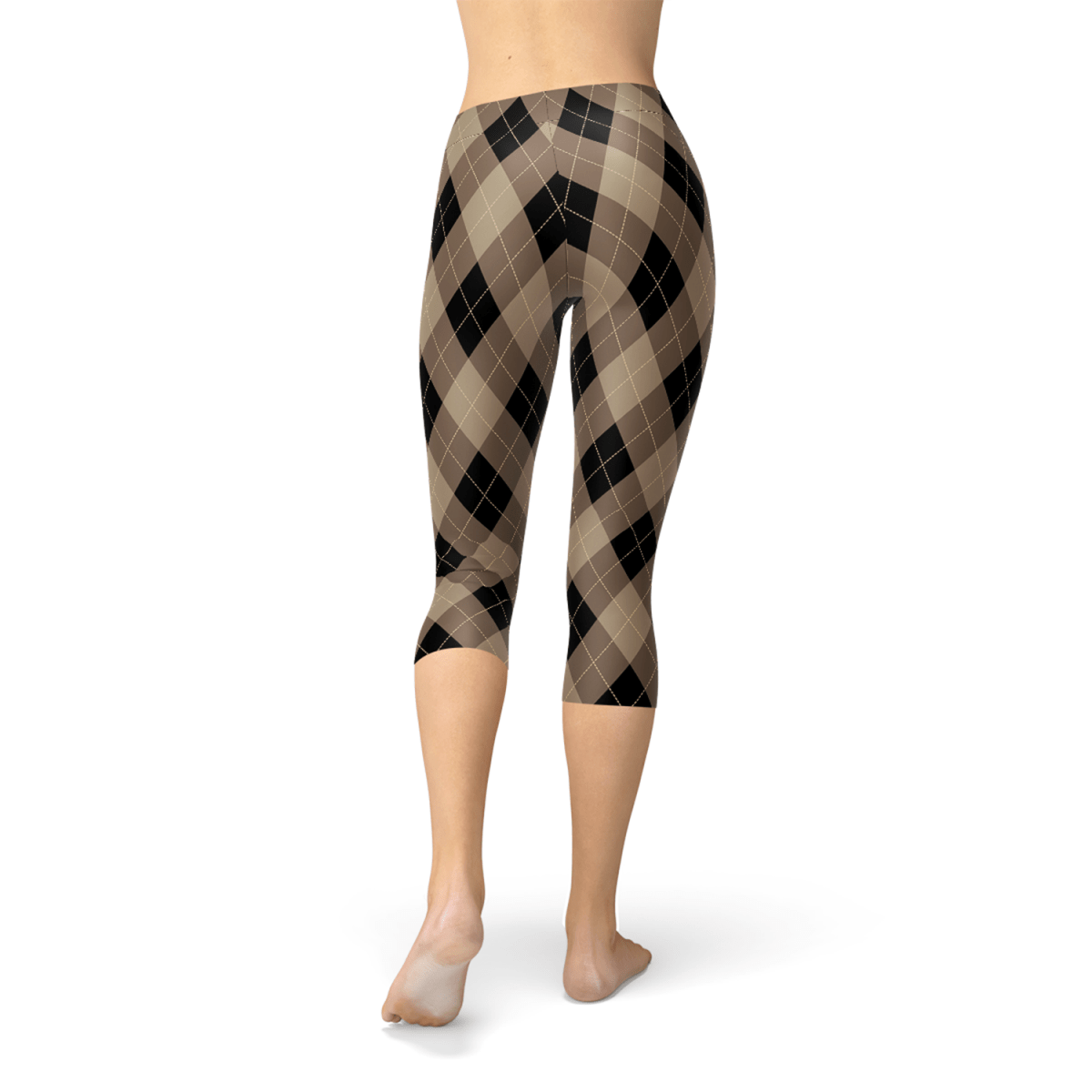Timeless Argyle Capri Leggings – Beige & Brown - Yourstylesite