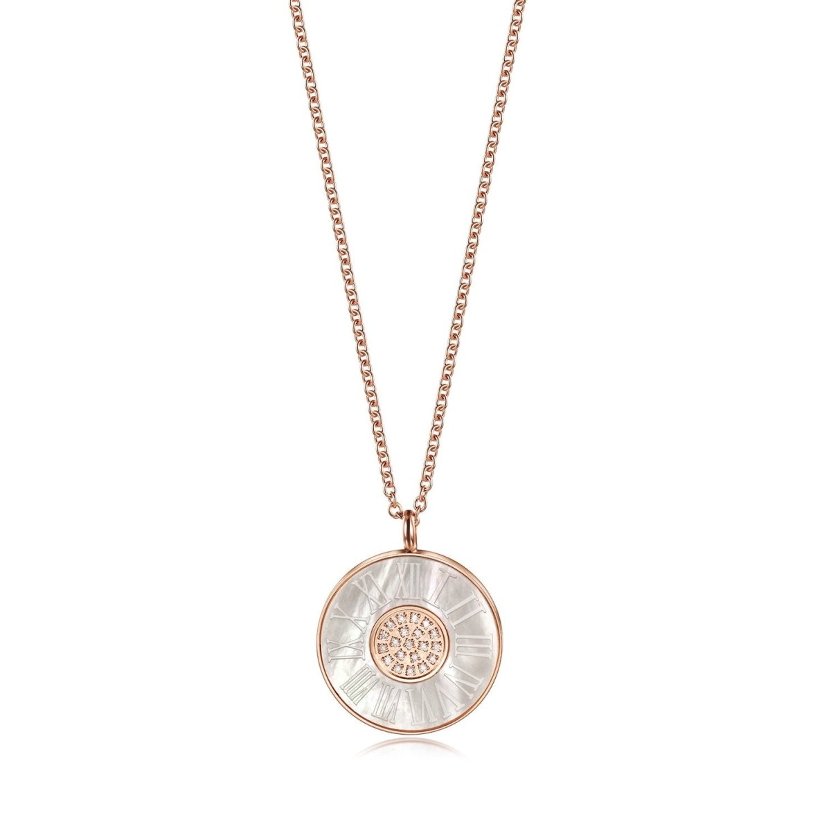 Timeless Elegance - Roman Numerals Shell Pendant Necklace - Yourstylesite