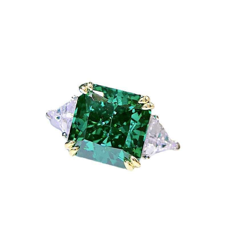 Paraiba Green Silver Ring - European Style Women&