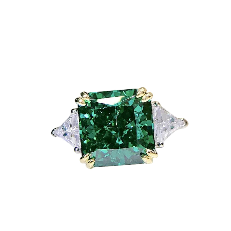 Paraiba Green Silver Ring - European Style Women&