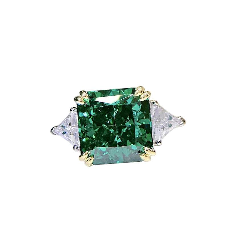 Paraiba Green Silver Ring - European Style Women&