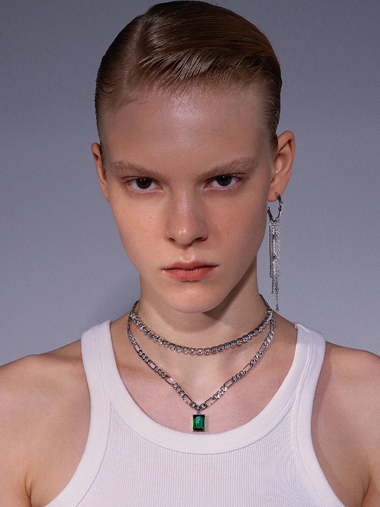 Rhinestone Double Stitching Clavicle Chain Necklace - High-End Jewelry - Yourstylesite