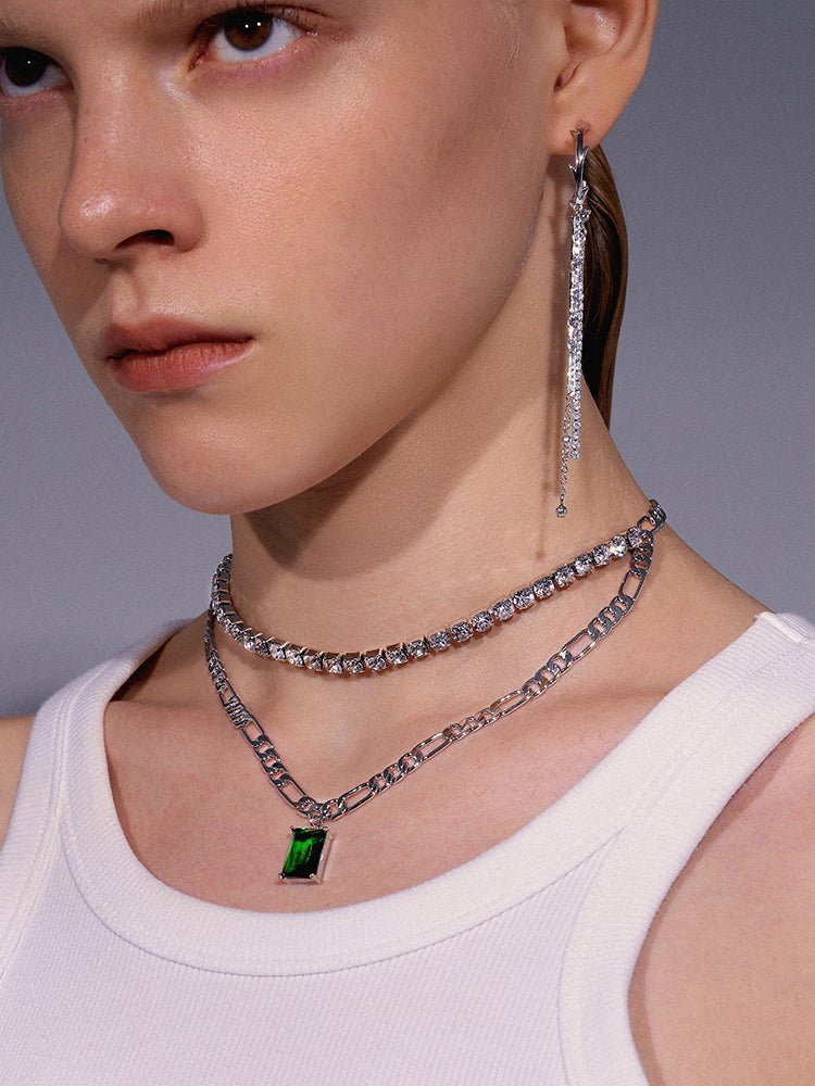 Rhinestone Double Stitching Clavicle Chain Necklace - High-End Jewelry - Yourstylesite