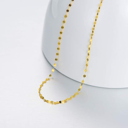 10K Yellow Gold Italian Mirror Link Chain Necklace | Dainty &amp; Elegant - Yourstylesite