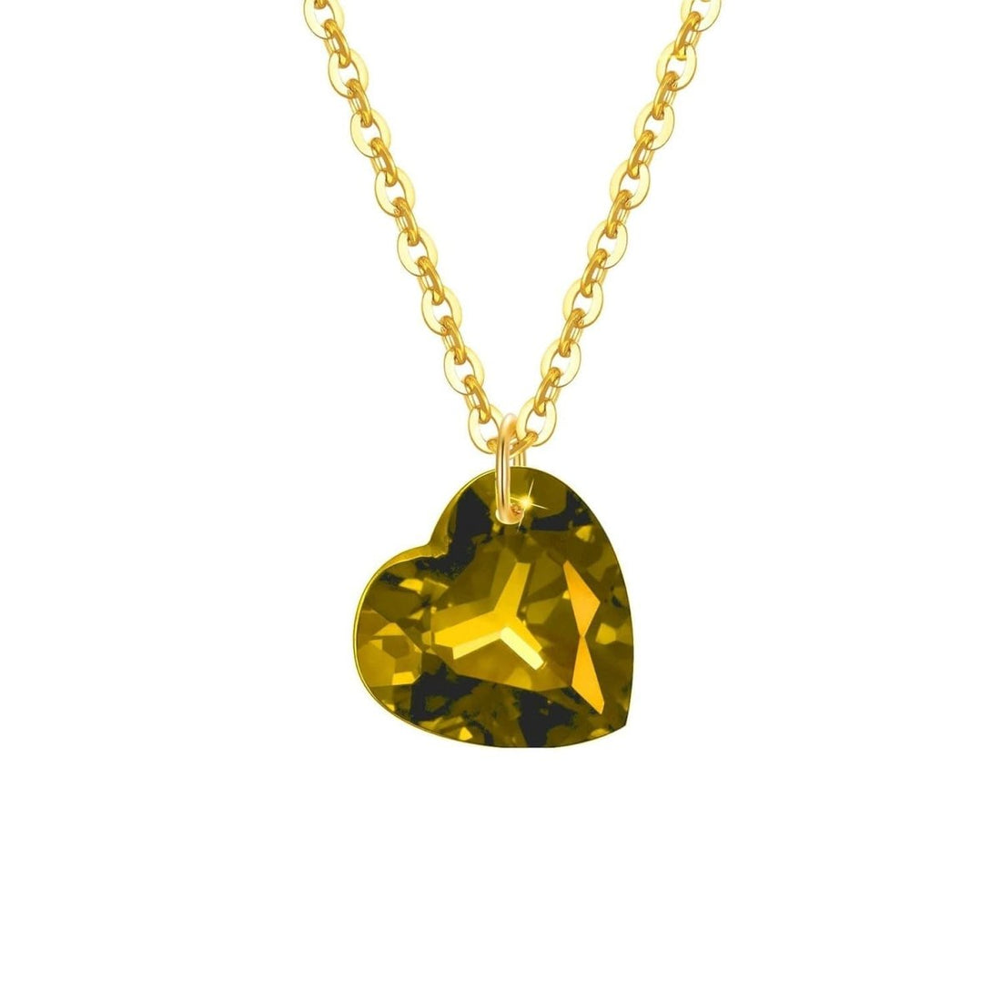 14K Gold Heart Peridot Pendant Necklace - Yourstylesite