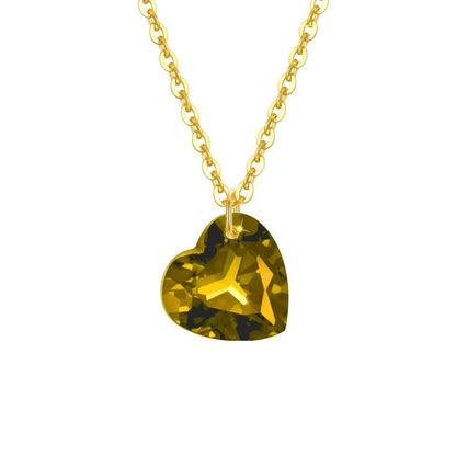 14K Gold Heart Peridot Pendant Necklace - Yourstylesite
