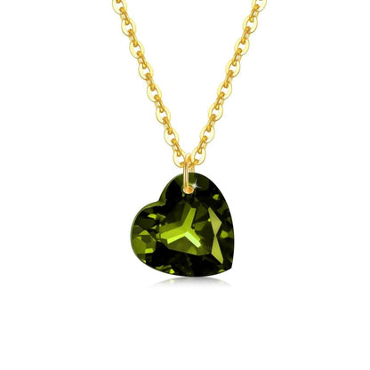 14K Gold Heart Peridot Pendant Necklace - Yourstylesite