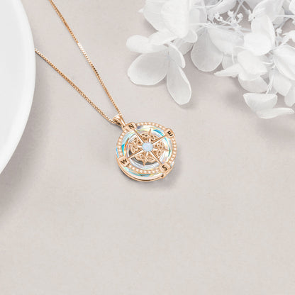 925 Sterling Silver Opal Compass Necklace with Zircon