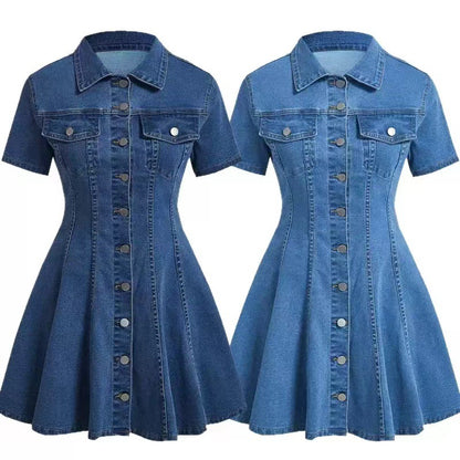 Classic Blue Denim Dress ? Trendy Casual Outfit