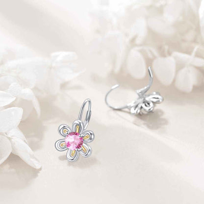 925 sterling silver pink zircon flower stud earrings elegant jewelry